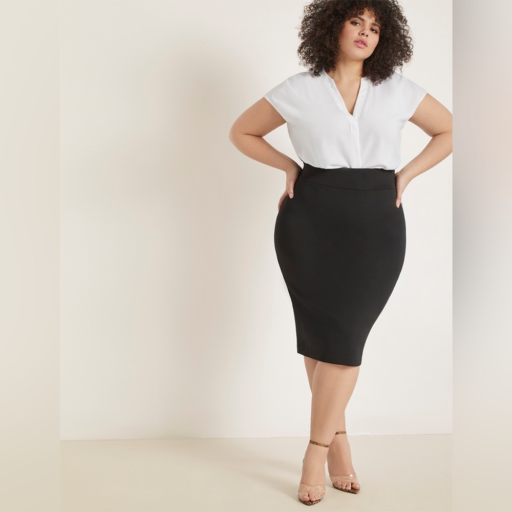 ELOQUII Neoprene Pencil Skirt, Black, 26W, NWT